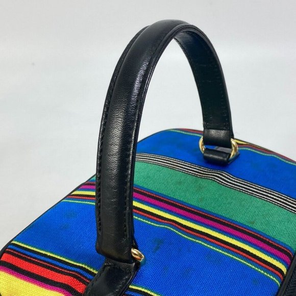 VERSACE vintage stripe Hand Bag pouch with mirror Vanity bag Multicolore - Picture 14 of 16